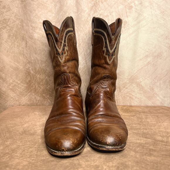 Vintage 90s Lucchese 2000 Leather Western Boots Embroidered Cowboy Rodeo Y2K main image 7